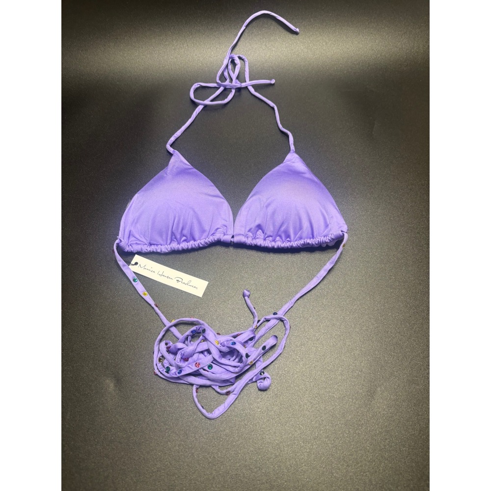 Monica Hansen Beachwear NWT Bikini Triangle Padded Top Purple in‎ Size Large